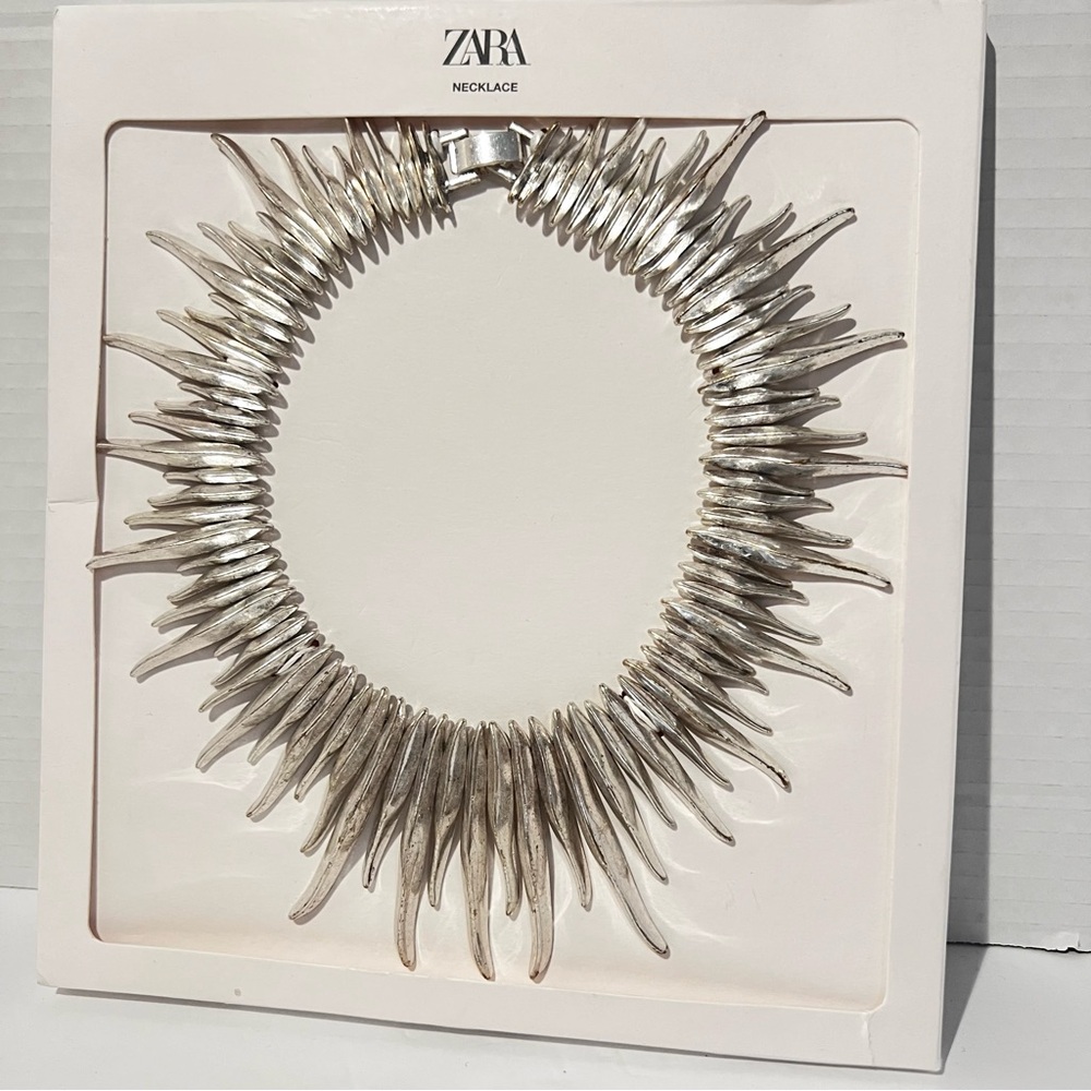 Zara silver-tone pieces, sunburst, multi-strap choker necklace - Picture 6 of 7